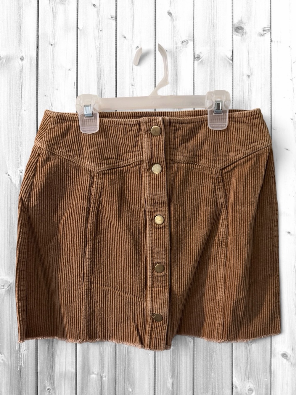 🌼mittoshop Chestnut Corduroy Button-Front Mini Skirt
